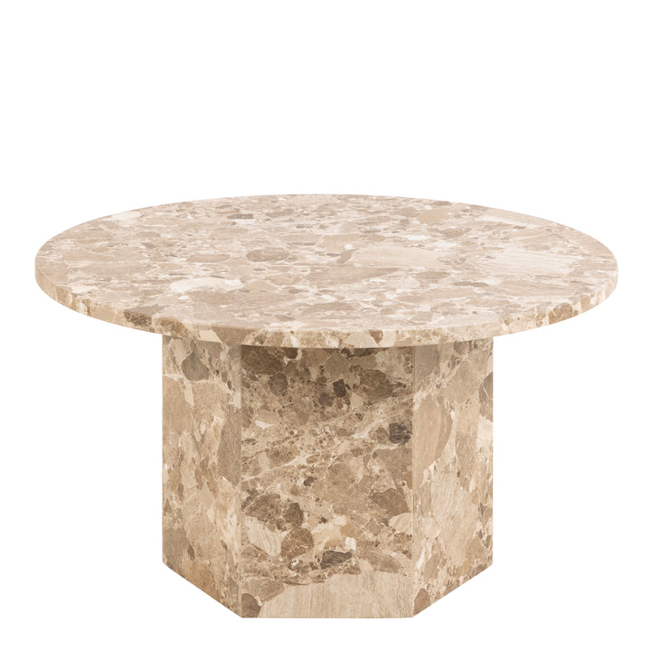 Naxos Round Coffee Table in Brown Marble - TidySpaces