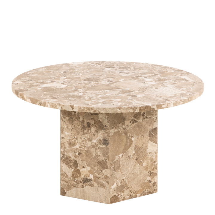 Naxos Round Coffee Table in Brown Marble - TidySpaces