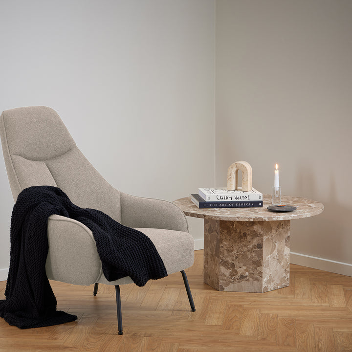 Naxos Round Coffee Table in Brown Marble - TidySpaces