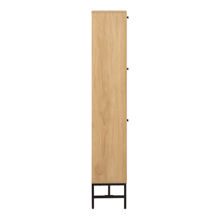 Albany Shoe Cabinet 3 Flip Down Doors in Oak/Black Legs - TidySpaces