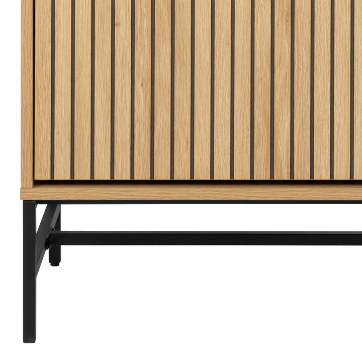 Albany Shoe Cabinet 3 Flip Down Doors 1 Pull Open Door in Oak/Black Legs - TidySpaces