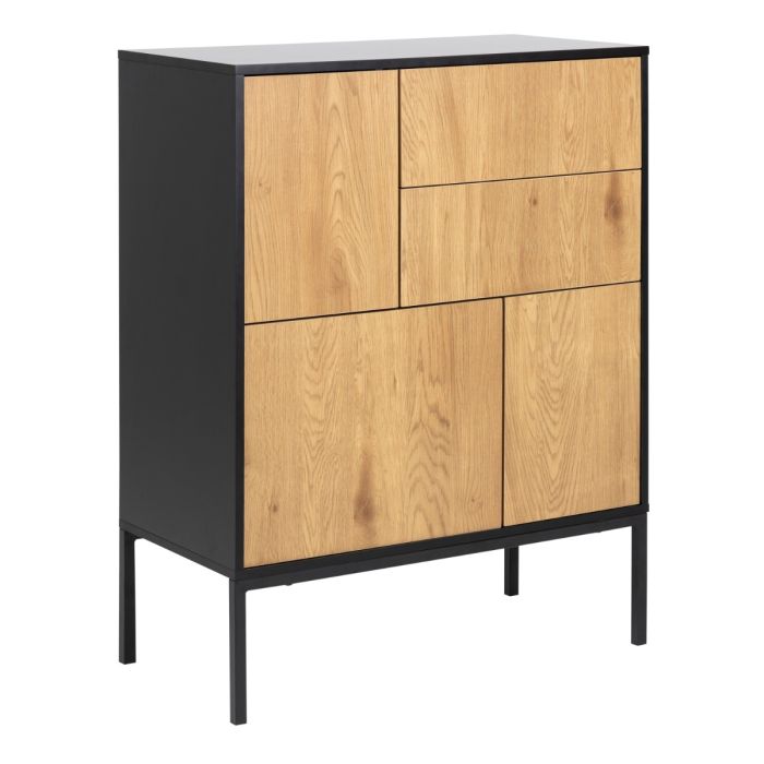 Seaford 3 Door 2 Drawer Sideboard in Black & Oak - TidySpaces
