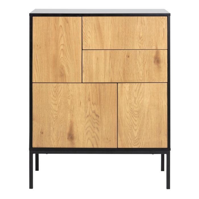 Seaford 3 Door 2 Drawer Sideboard in Black & Oak - TidySpaces
