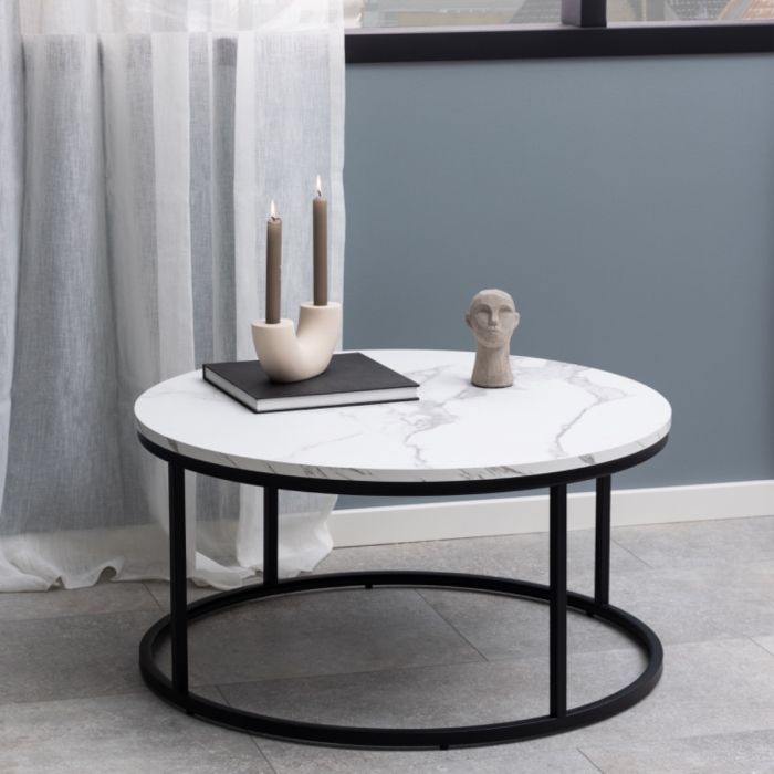 Spiro Coffee Table with White Marble Top - TidySpaces