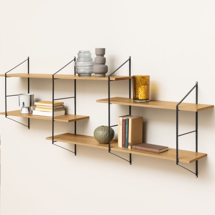 Belfast Wall Unit with 4 Shelves in Oak - TidySpaces