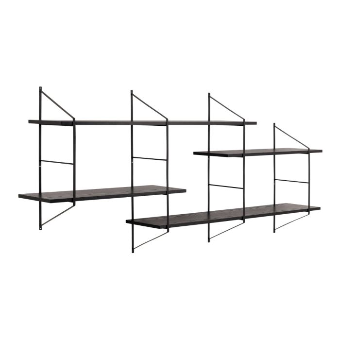 Belfast Wall Unit with 4 shelves in Black - TidySpaces