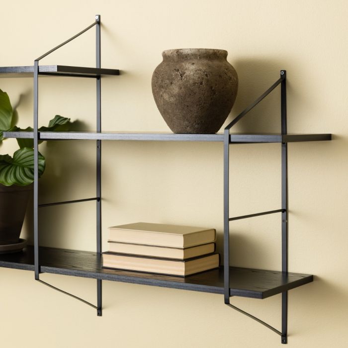 Belfast Wall Unit with 4 shelves in Black - TidySpaces