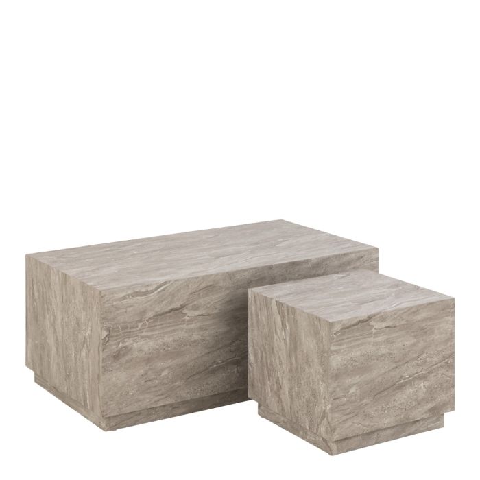 Dice Coffee Table Set with Grey Marble Effect - TidySpaces