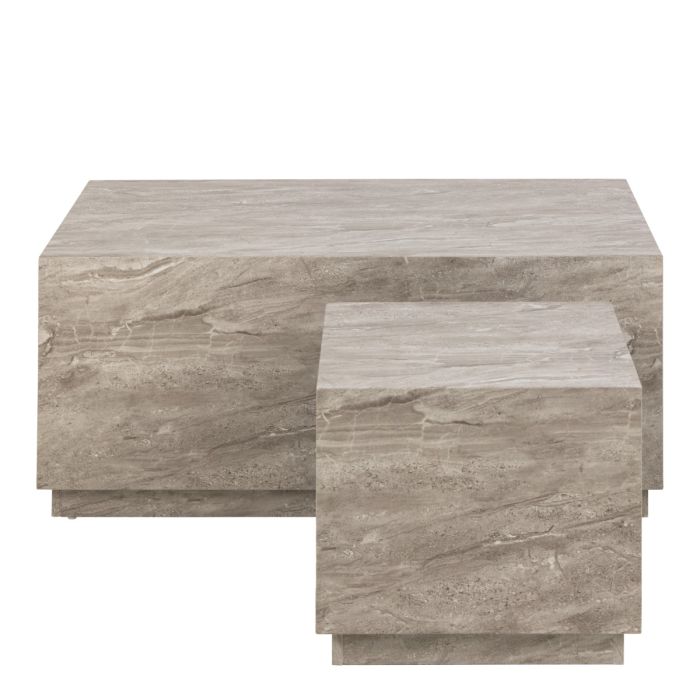 Dice Coffee Table Set with Grey Marble Effect - TidySpaces