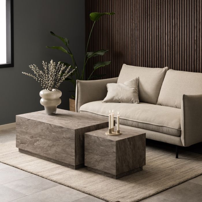Dice Coffee Table Set with Grey Marble Effect - TidySpaces