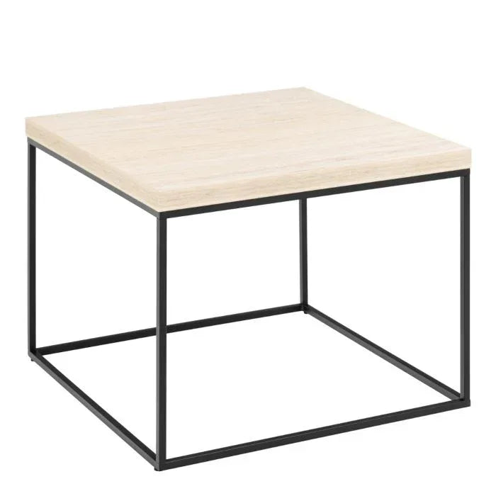 Barossa Coffee Table with Travertine Rough Paper Top & Black Powder St ...