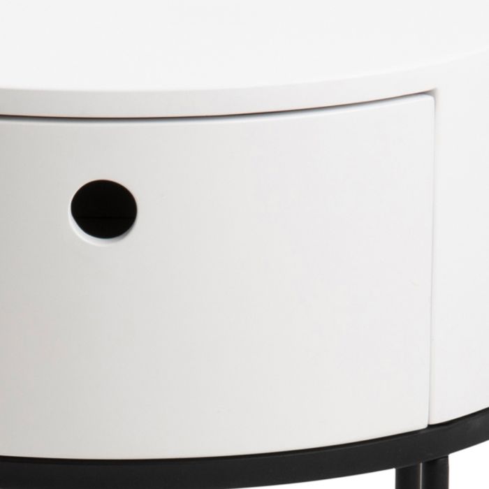 Polo Round Bedside Table in White and Black - TidySpaces