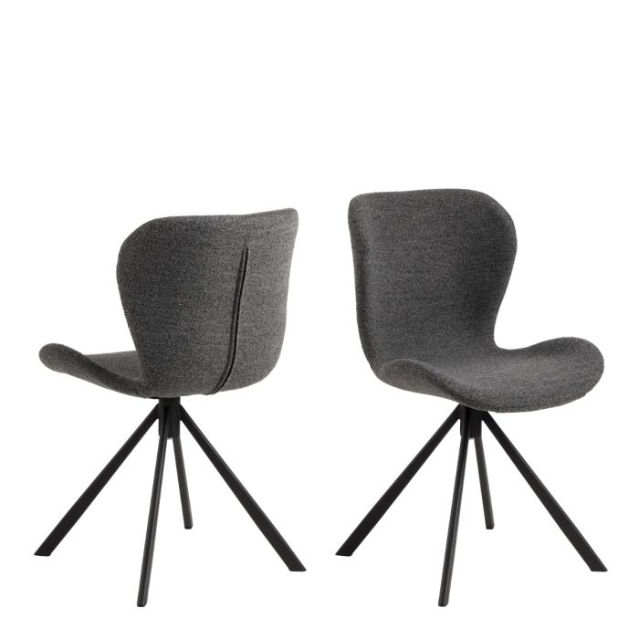Batilda Swivel Dining chairs in Grey Fabic Set of 2 - TidySpaces