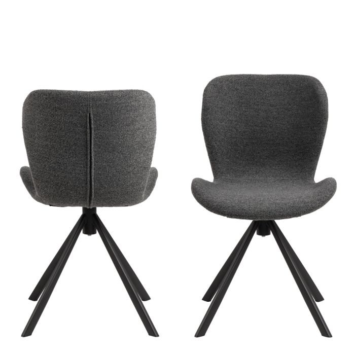 Batilda Swivel Dining chairs in Grey Fabic Set of 2 - TidySpaces
