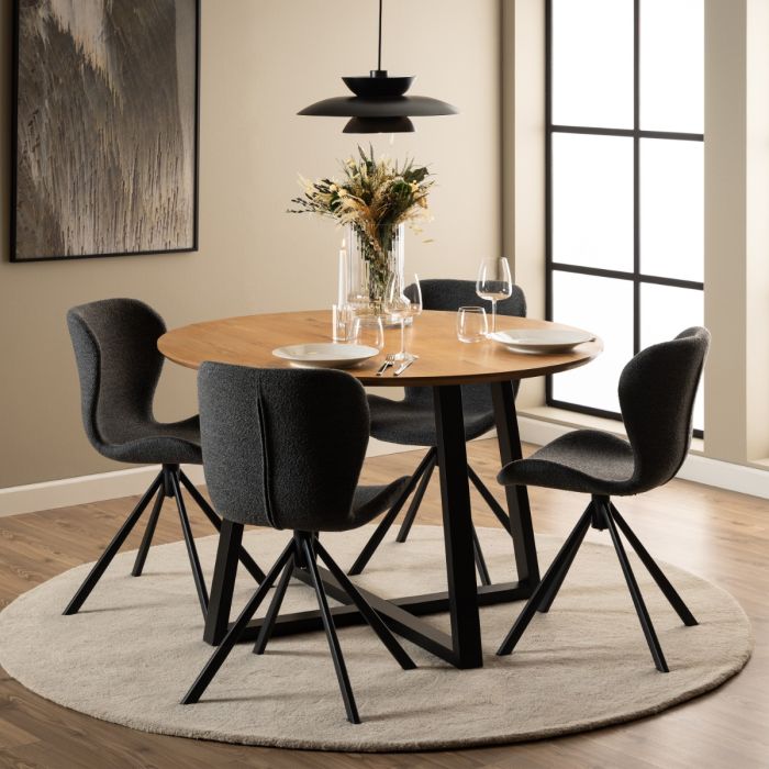 Batilda Swivel Dining chairs in Grey Fabic Set of 2 - TidySpaces