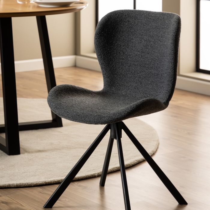 Batilda Swivel Dining chairs in Grey Fabic Set of 2 - TidySpaces