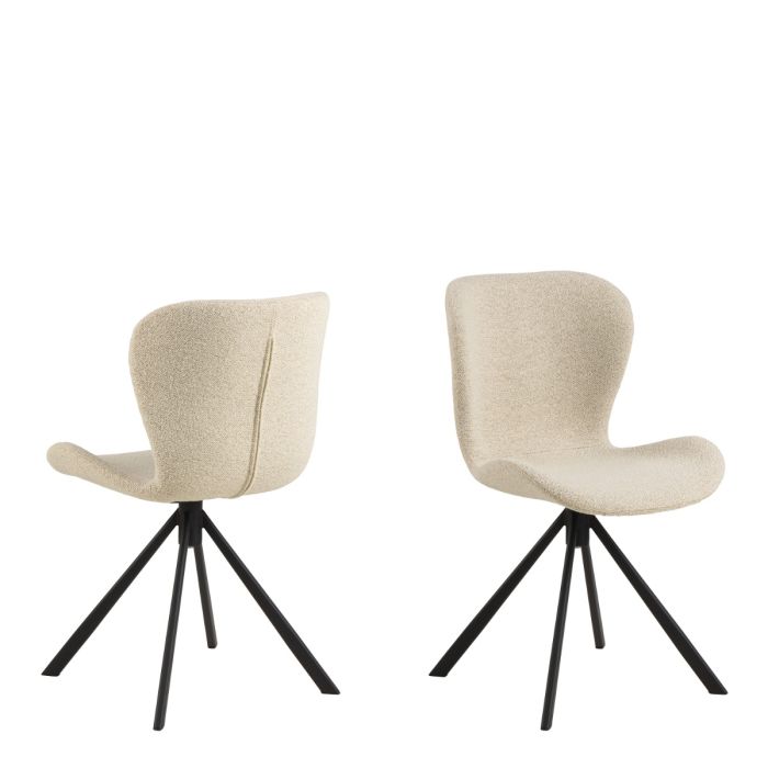 Batilda Swivel Dining chairs in Cream Fabic Set of 2 - TidySpaces