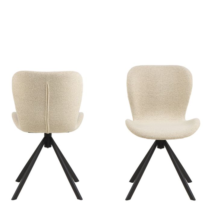 Batilda Swivel Dining chairs in Cream Fabic Set of 2 - TidySpaces
