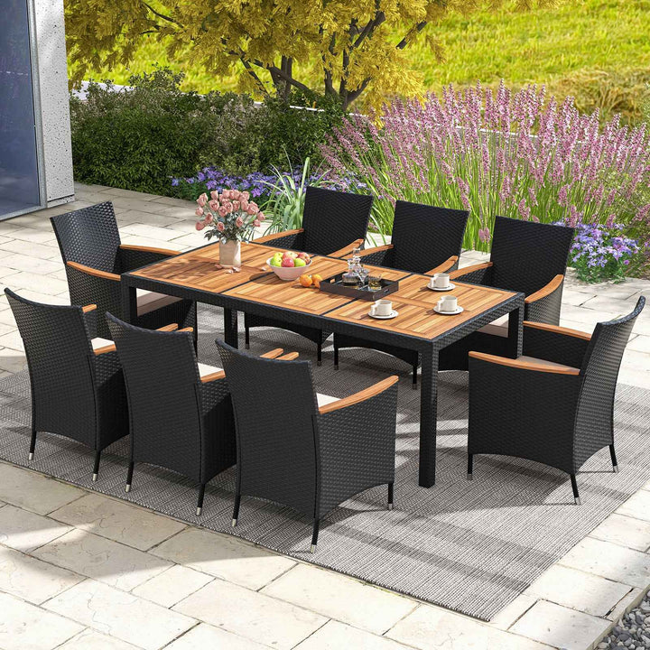 9 PCS Patio Dining Set for 8 Large Conversation Set with Umbrella Hole