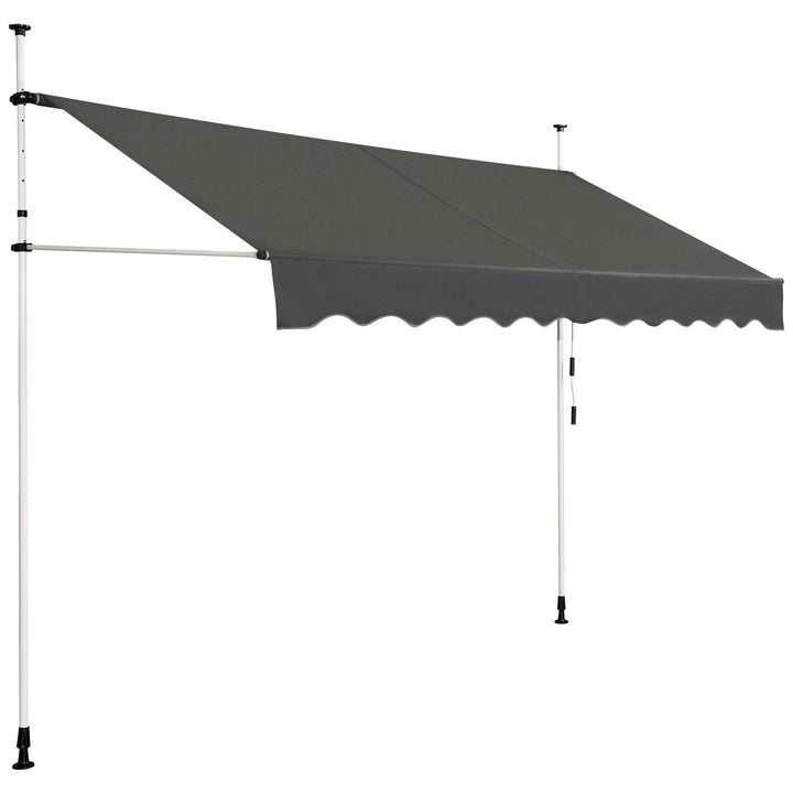 UV Resistant Waterproof Deck Awning with Manual Crank Handle Grey - TidySpaces