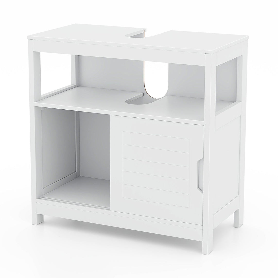 Bathroom Sink Cupboard Under Sink Vanity Cabinet with Sliding Doors-White - TidySpaces