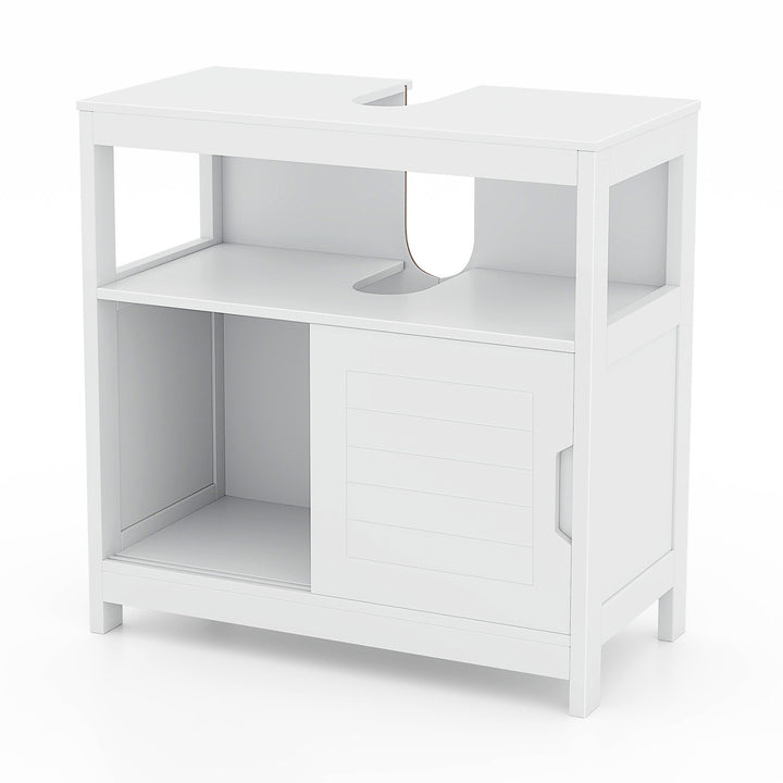 Bathroom Sink Cupboard Under Sink Vanity Cabinet with Sliding Doors-White - TidySpaces