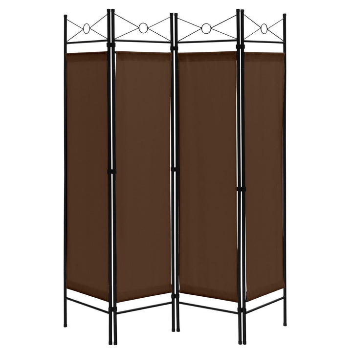 Folding Privacy Screen with Polyester Cloth for Bedroom Living Room-Grey Brown - TidySpaces