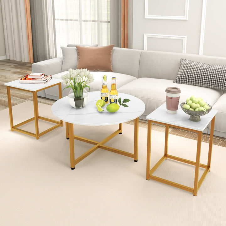 3 Piece Coffee Table Set with Heavy duty Metal Frame - TidySpaces
