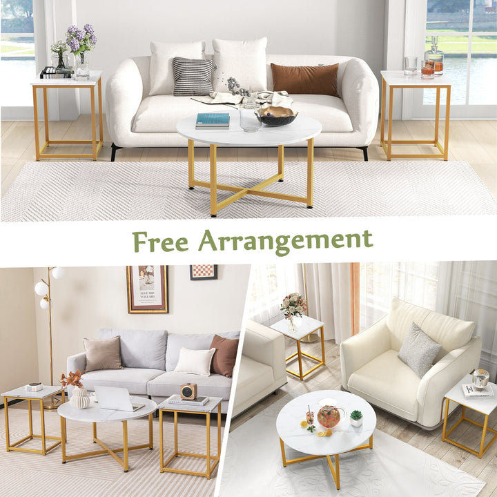 3 Piece Coffee Table Set with Heavy duty Metal Frame - TidySpaces