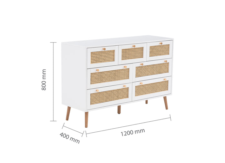 Croxley 7 Drawer Rattan Chest Stylish Storage for Home Decor