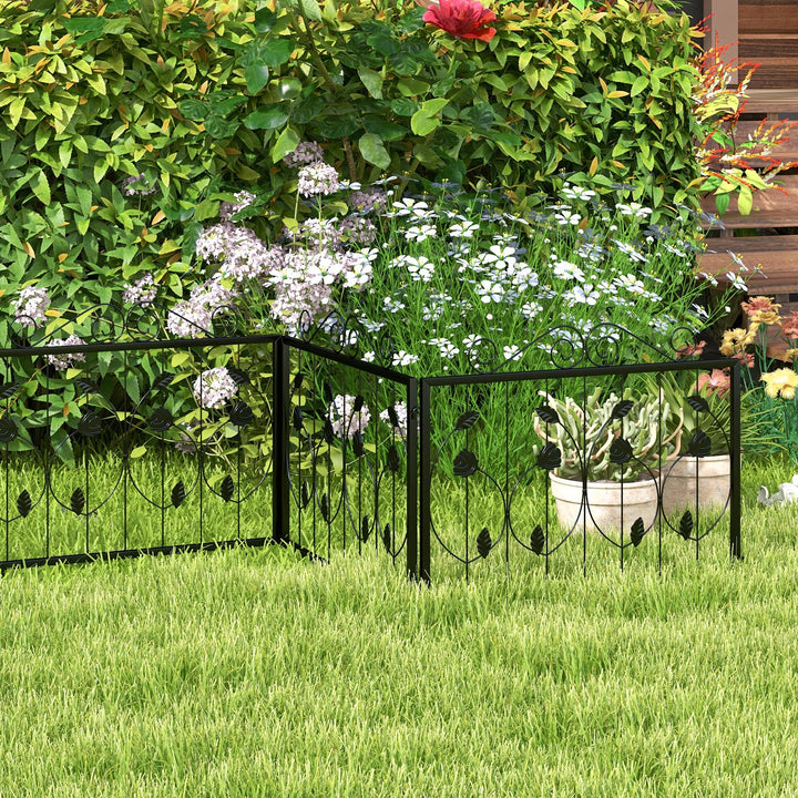 464 x 58 cm Decorative Garden Fence with 8 Panels-Black - TidySpaces