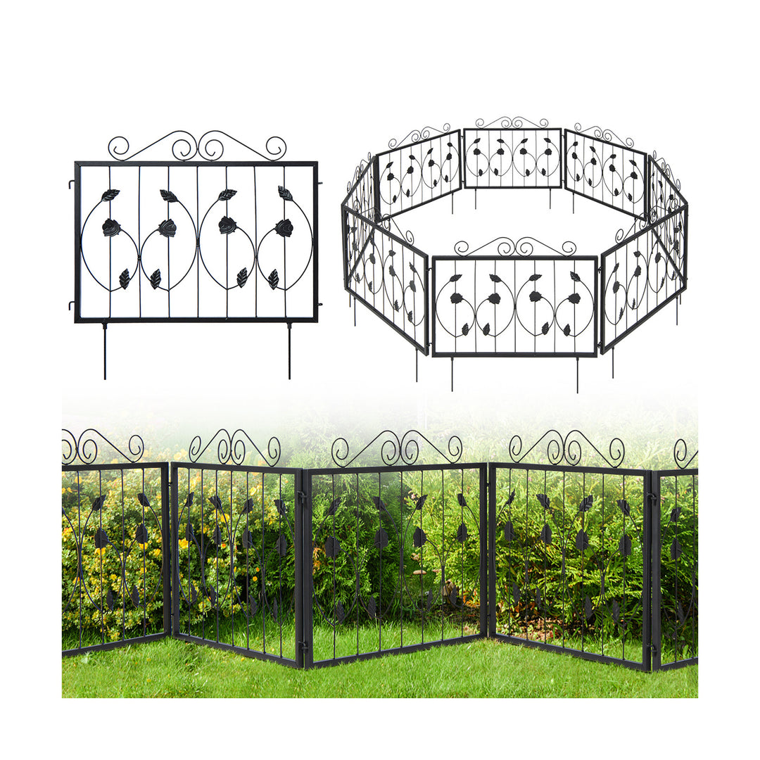 464 x 58 cm Decorative Garden Fence with 8 Panels-Black - TidySpaces