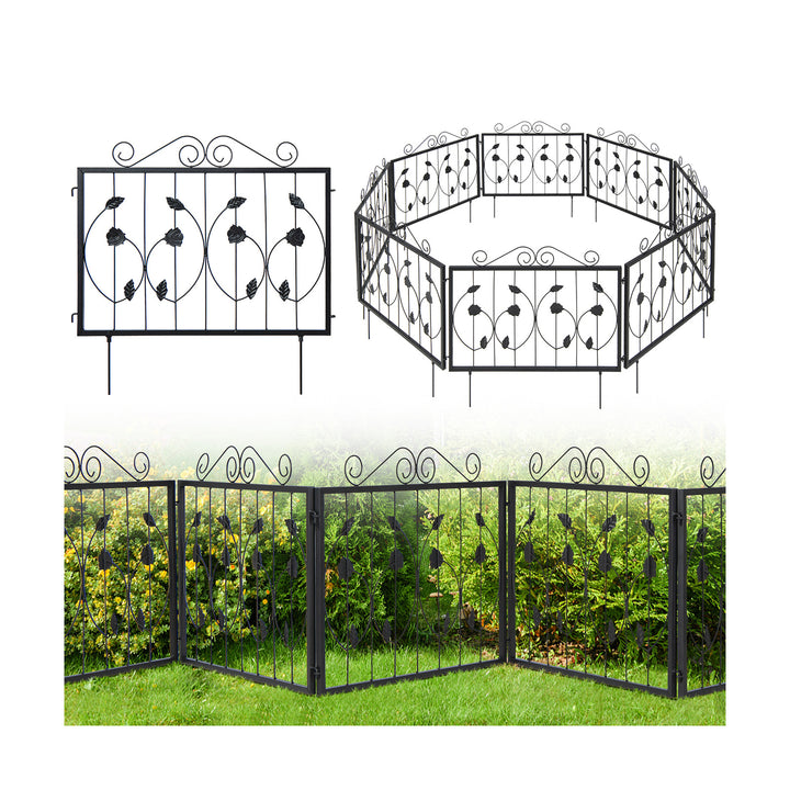 464 x 58 cm Decorative Garden Fence with 8 Panels-Black - TidySpaces