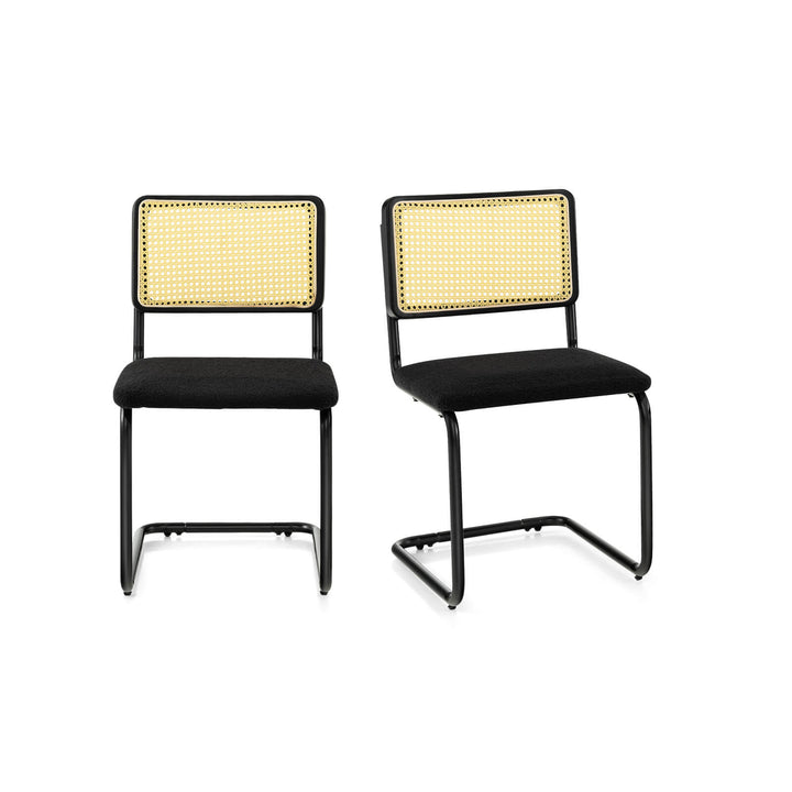 2 Pieces Mid Century Modern Dining Chair with Cantilever Design Black - TidySpaces