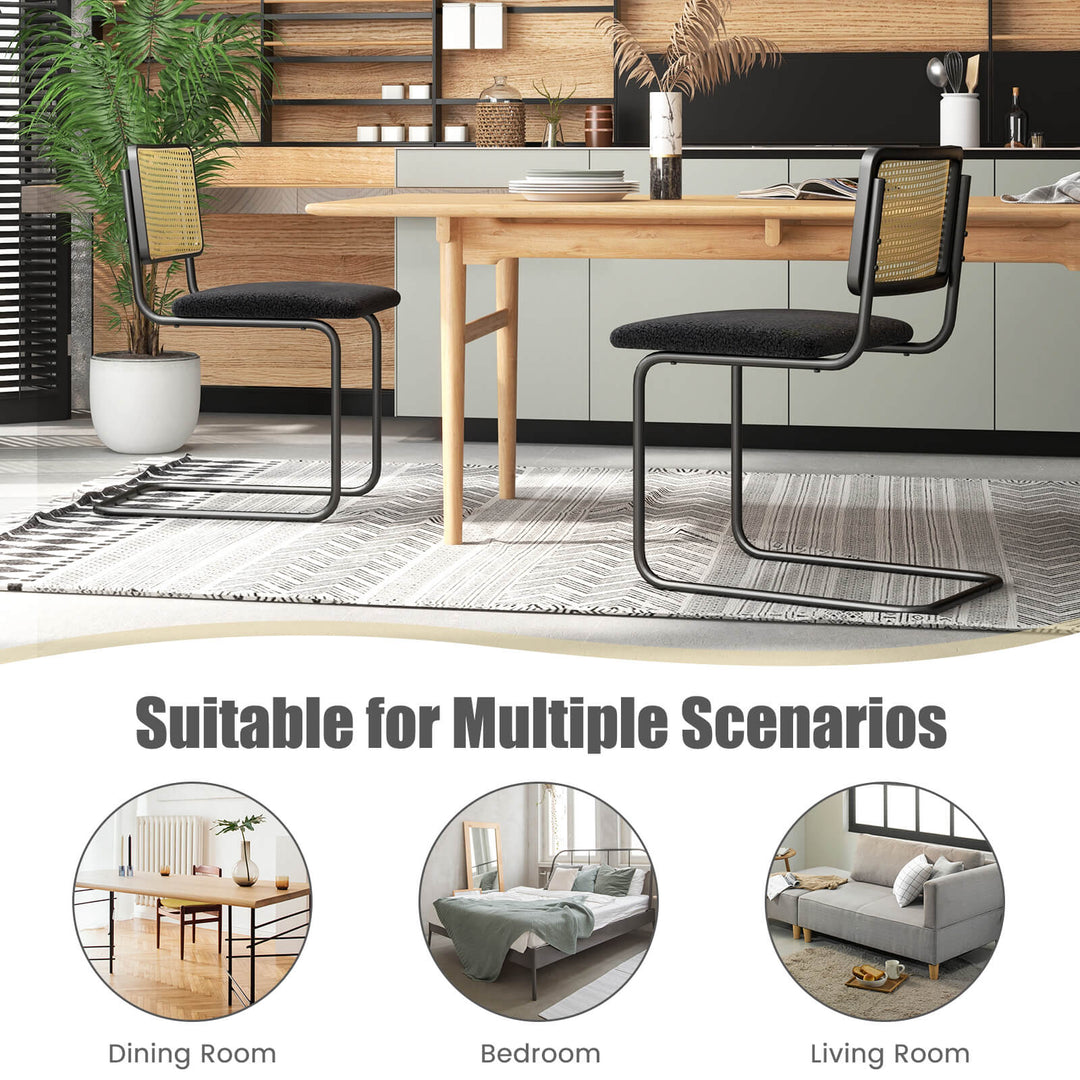 2 Pieces Mid Century Modern Dining Chair with Cantilever Design - TidySpaces