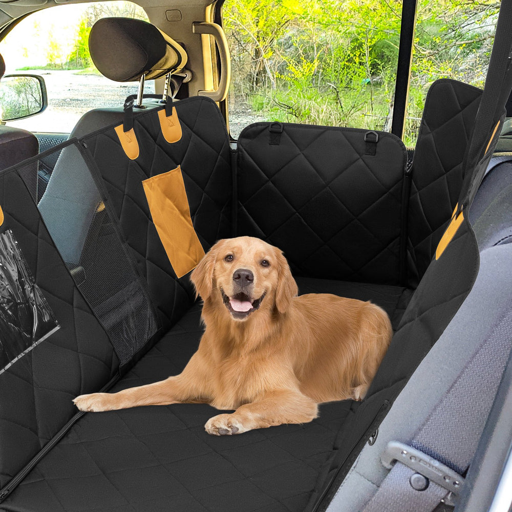 Waterproof Dog Car Seat Cover for Back Seat with Mesh Windows-Black - TidySpaces