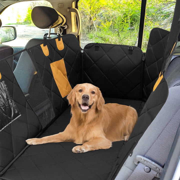 Waterproof Dog Car Seat Cover for Back Seat with Mesh Windows-Black - TidySpaces