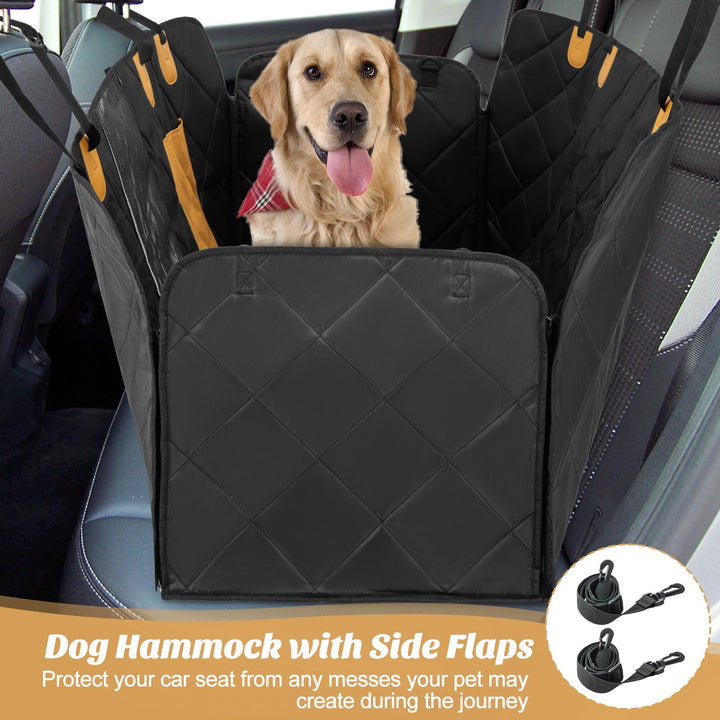 Waterproof Dog Car Seat Cover for Back Seat with Mesh Windows-Black - TidySpaces