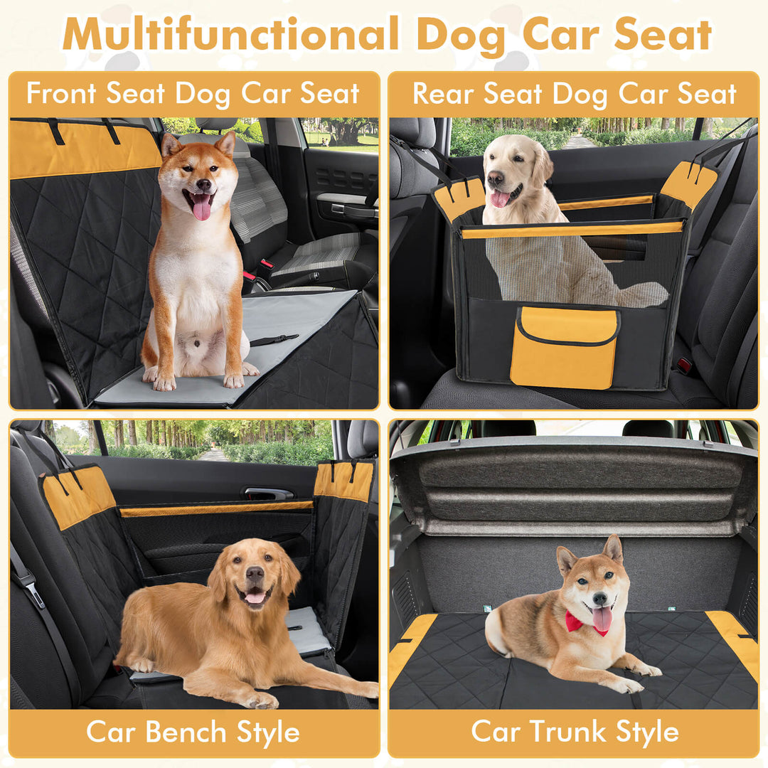 Dog Car Seat Cover with Safety Belt for Small and Medium Dogs-Black - TidySpaces