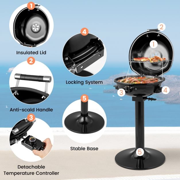 Electric BBQ Grill with Removable Non-Stick Grilling Rack - TidySpaces
