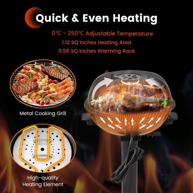 Electric BBQ Grill with Removable Non-Stick Grilling Rack - TidySpaces