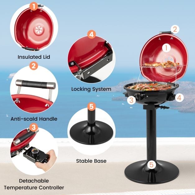 Electric BBQ Grill with Removable Non-Stick Grilling Rack - TidySpaces