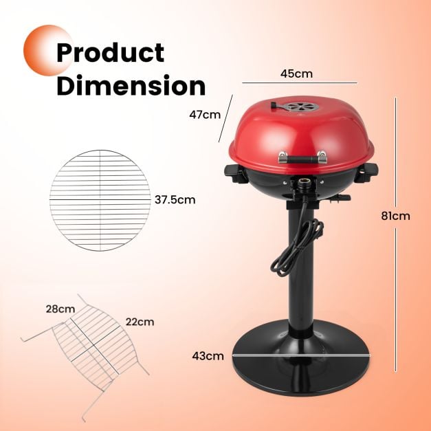 Electric BBQ Grill with Removable Non-Stick Grilling Rack - TidySpaces