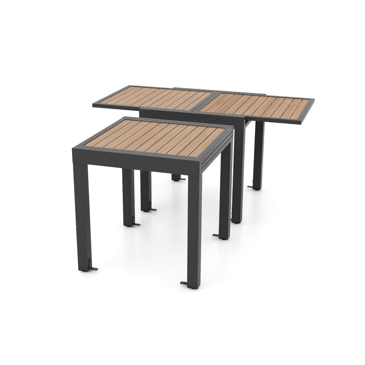 Extendable Wood-like Patio Dining Table with Stable Legs-Grey - TidySpaces