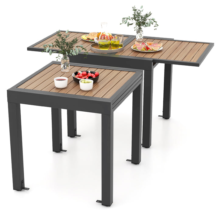Extendable Wood-like Patio Dining Table with Stable Legs-Grey - TidySpaces