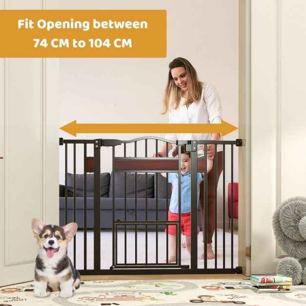 Extra Wide Walk Through Pet Gate for 74-104 cm Openings