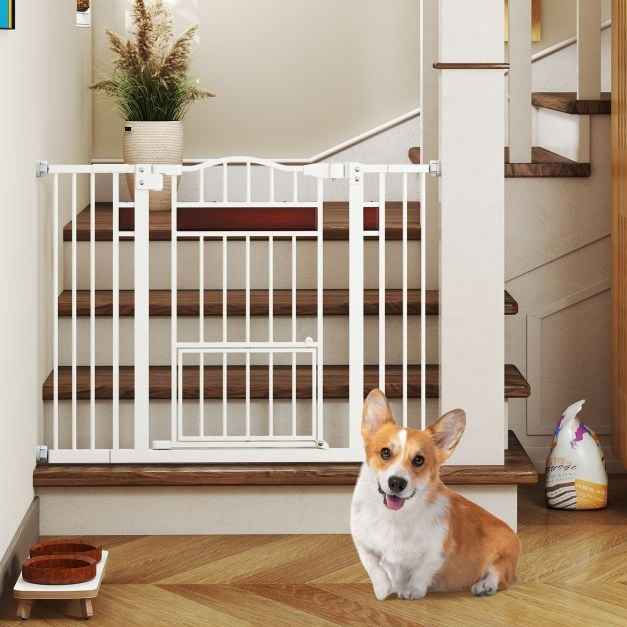 Extra Wide Walk Through Pet Gate for 74-104 cm Openings