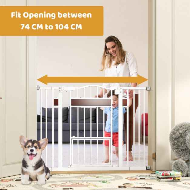 Extra Wide Walk Through Pet Gate for 74-104 cm Openings
