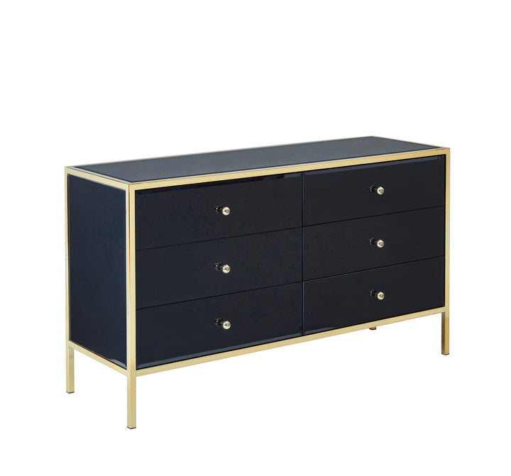 Fenwick 6 Drawer Chest Luxury Storage with Gold Frame Charm