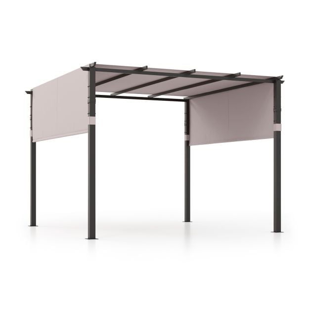 305 x 305 cm Flat Top Pergola with Retractable Canopy and Heavy-duty Metal Frame - TidySpaces